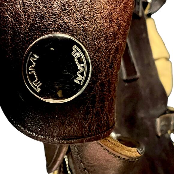 HTF 2009 Tumi Townhouse Sloane Briefcase Khaki/Leather $795 Retail - Picture 9 of 13